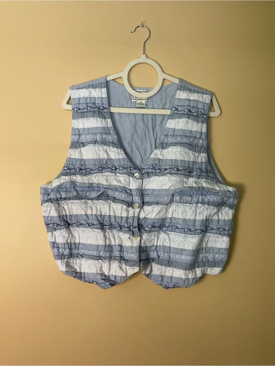 Tantrums Jackets & Blazers - Tantrums 100% Cotton Blue and White Striped Sleeveless Button Vest